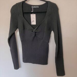 LILLUSORY Fitted Long Sleeve Tie Knot Sweater
